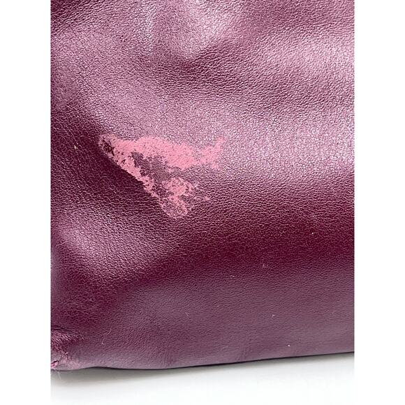 Tory Burch Burgundy Port Wine Logo Front Leather Miller Fold-over Clutch - Picture 7 of 13